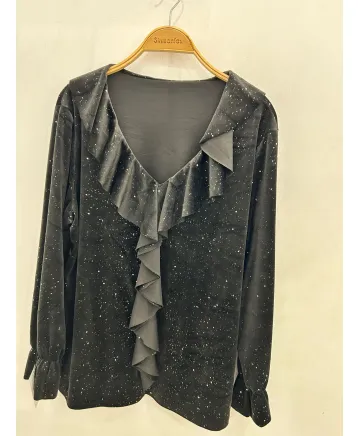 Camiseta terciopelo Salvia - Camisetas y Tops Tallas Grandes