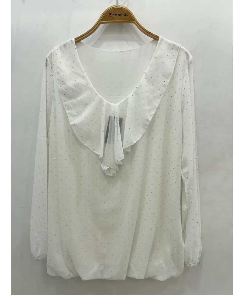 Blusa brillos Palmera - Ropa tallas grandes mujer moderna