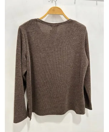 Camiseta marron strass - Ropa tallas grandes mujer moderna