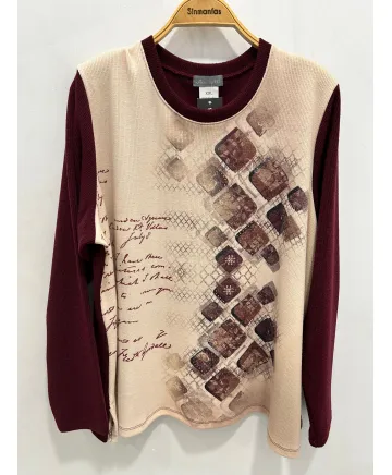 Jersey rombos granate - Ropa tallas grandes mujer moderna