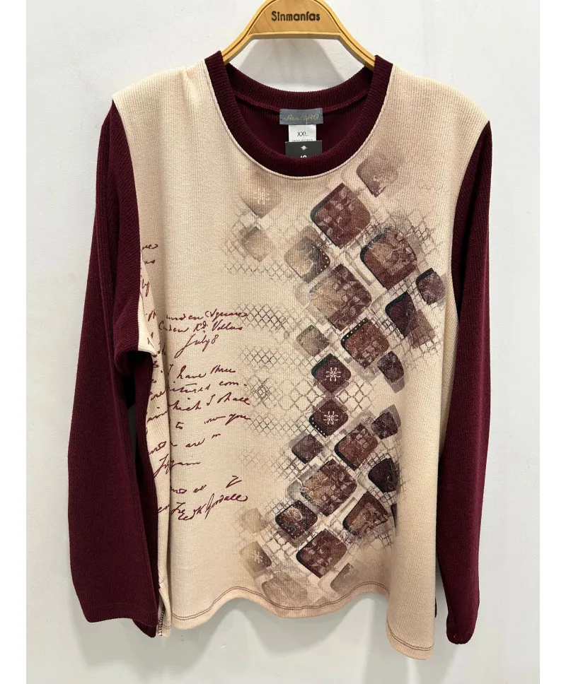Jersey rombos granate - Ropa tallas grandes mujer moderna