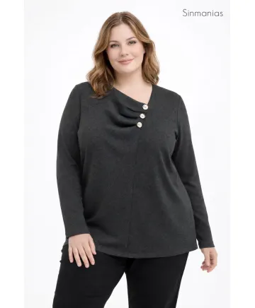 Camiseta negra Trapecio - Camisetas y Tops Tallas Grandes