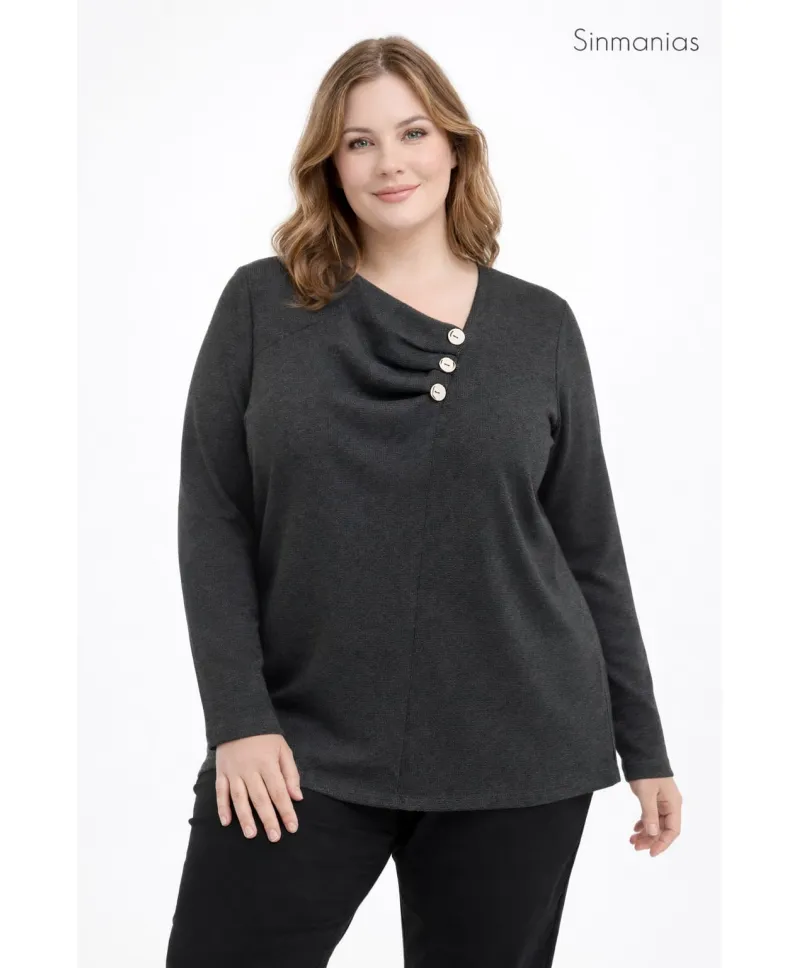 Camiseta negra Trapecio - Camisetas y Tops Tallas Grandes