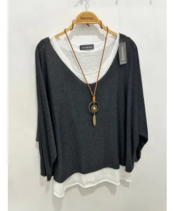 Camiseta doble Girasol - Ropa tallas grandes mujer moderna