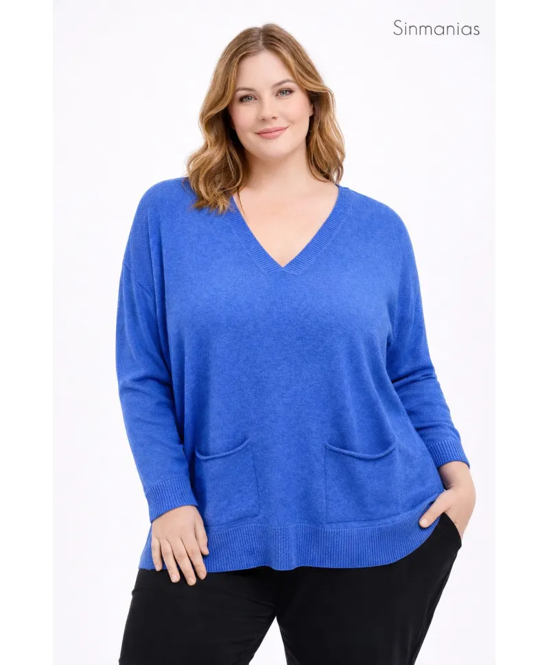 Jersey bolsillos Clavel - Ropa tallas grandes mujer moderna