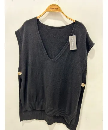 Chaleco boton Salvia - Chalecos Tallas Grandes