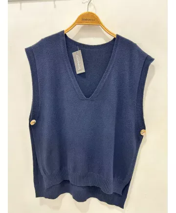 Chaleco boton Salvia - Chalecos Tallas Grandes