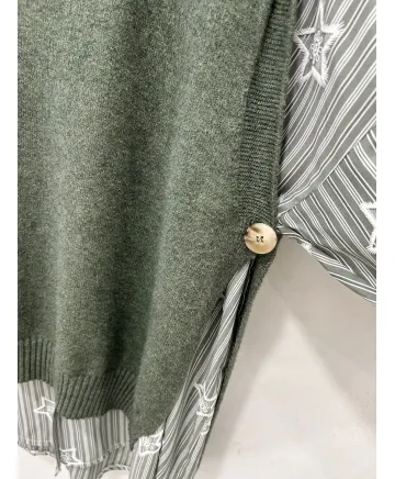 Chaleco boton Salvia - Chalecos Tallas Grandes