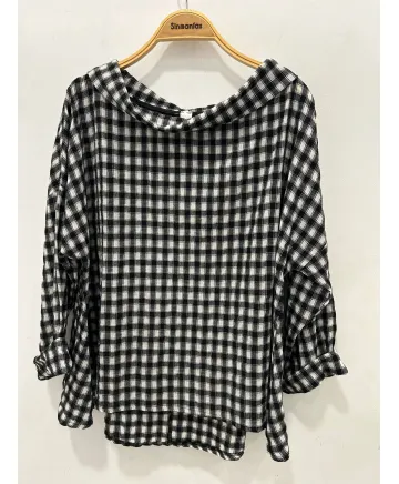 Blusa vichy Lavanda - Ropa tallas grandes mujer moderna