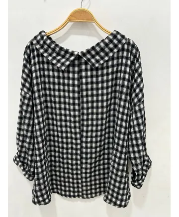 Blusa vichy Lavanda - Ropa tallas grandes mujer moderna