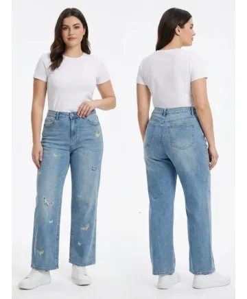 Pantalon mariposas Blush - Jeans Tallas Grandes