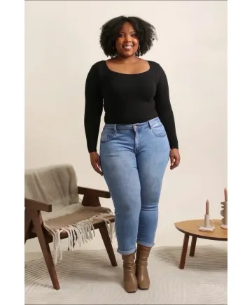 Pantalon semirroto Cielo - Ropa tallas grandes mujer moderna