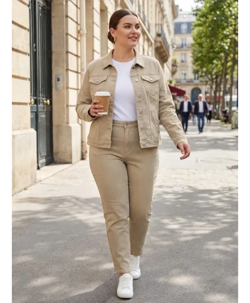 Chaqueta beige Glow - Ropa tallas grandes mujer moderna