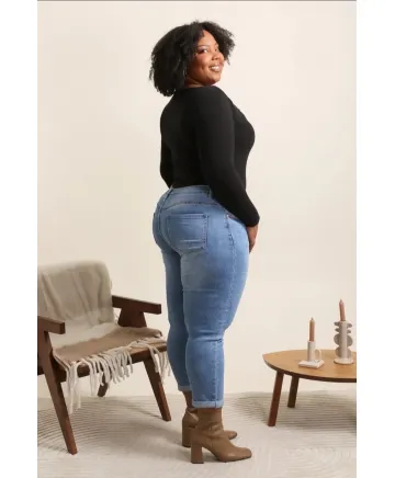 Pantalon semirroto Cielo - Ropa tallas grandes mujer moderna