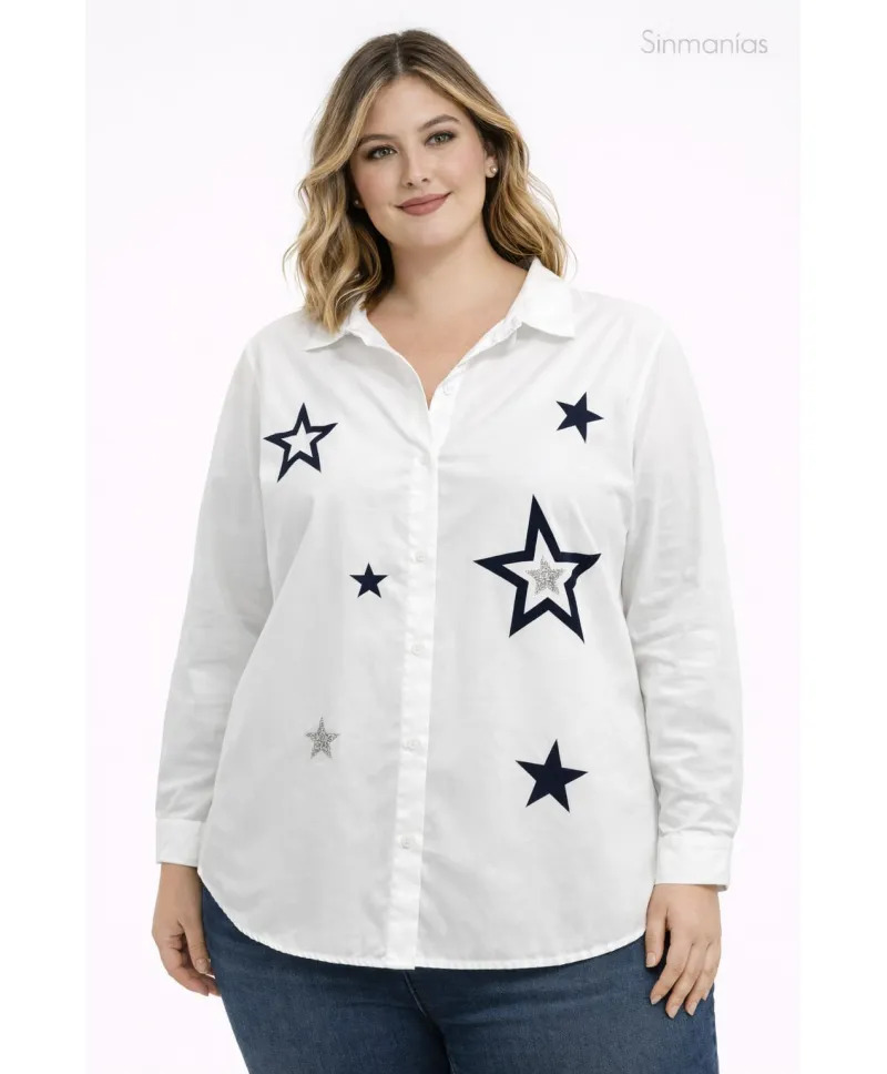 Camisa estrellas Velvet - Camisas Tallas Grandes