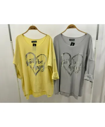 Camiseta plata Corazon - Camisetas y Tops Tallas Grandes