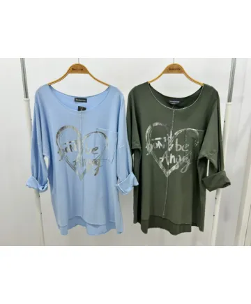 Camiseta plata Corazon - Camisetas y Tops Tallas Grandes