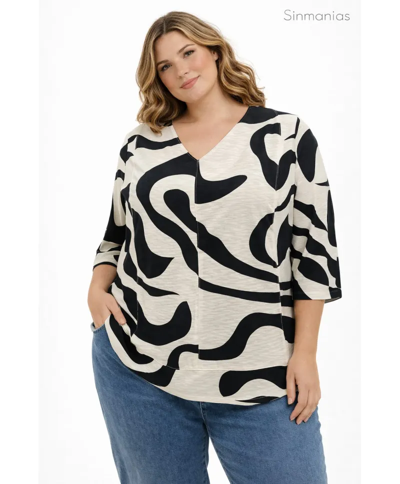 Blusa pespunte Venus - Ropa tallas grandes mujer moderna