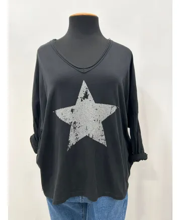 Camiseta estrella Paris - Camisetas y Tops Tallas Grandes