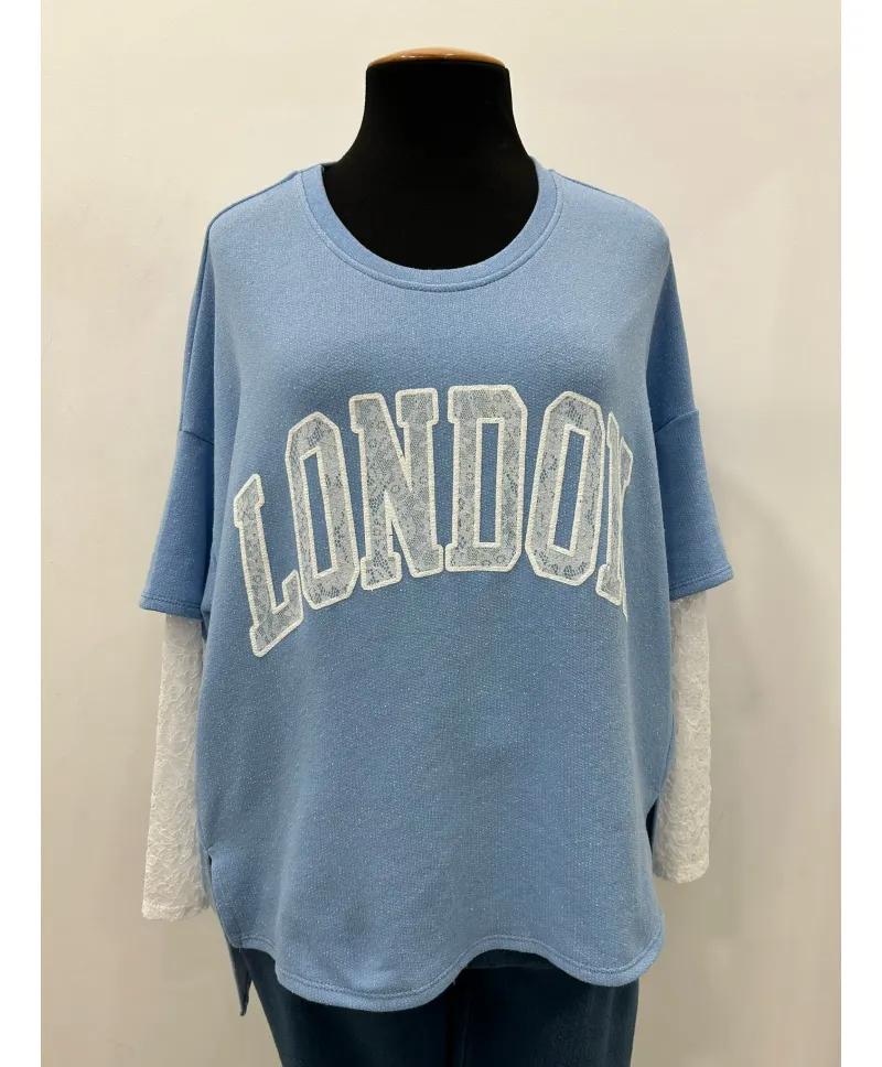 Sudadera puntilla London - Ropa tallas grandes mujer moderna