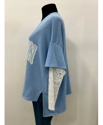 Sudadera puntilla London - Ropa tallas grandes mujer moderna