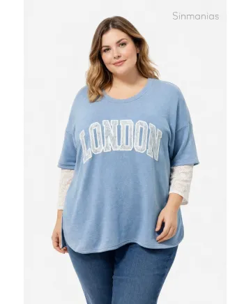 Sudadera puntilla London - Ropa tallas grandes mujer moderna