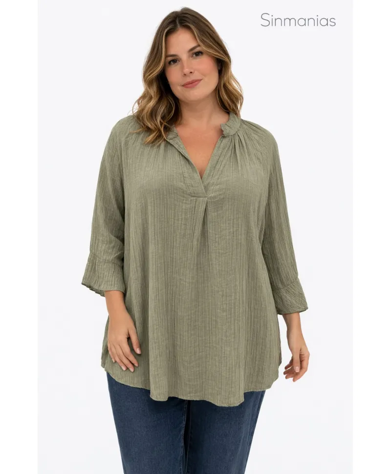 Blusa Bambula Lovely - Camisas Tallas Grandes