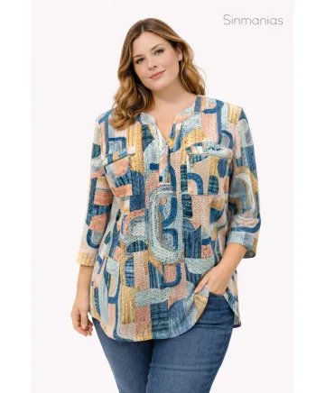 Camiseta cremallera Star - Camisetas y Tops Tallas Grandes