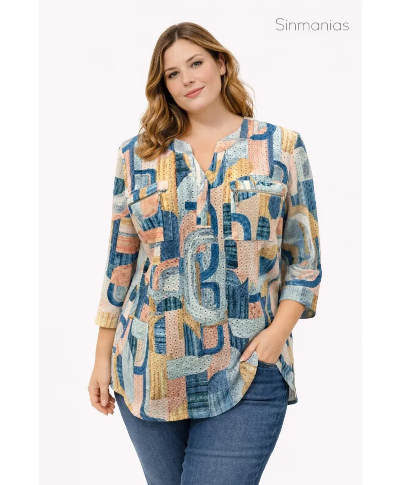 Camiseta cremallera Star - Camisetas y Tops Tallas Grandes