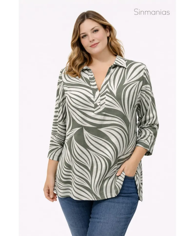 Blusa cuello Vibes - Blusas Tallas Grandes