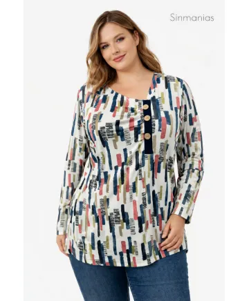 Camiseta drapeado Sol - Camisetas y Tops Tallas Grandes