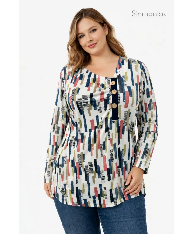 Camiseta drapeado Sol - Camisetas y Tops Tallas Grandes