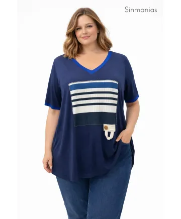 Camiseta azul Marina - Camisetas y Tops Tallas Grandes