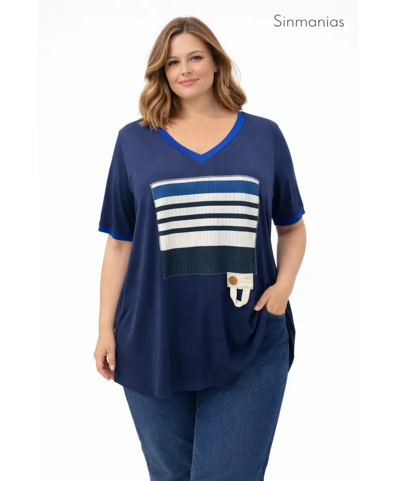 Camiseta azul Marina - Camisetas y Tops Tallas Grandes