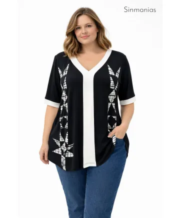 Camiseta pico Reina - Camisetas y Tops Tallas Grandes