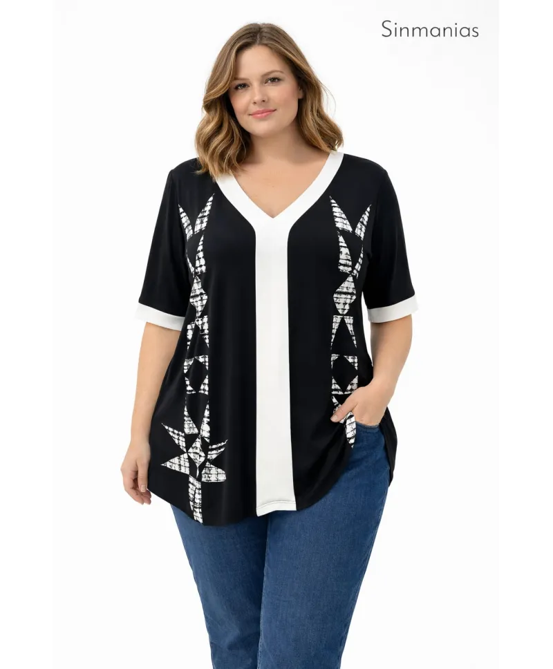 Camiseta pico Reina - Camisetas y Tops Tallas Grandes