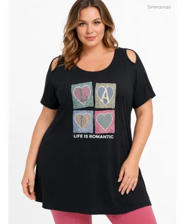 Camiseta agujero Romantic - Ropa tallas grandes mujer moderna