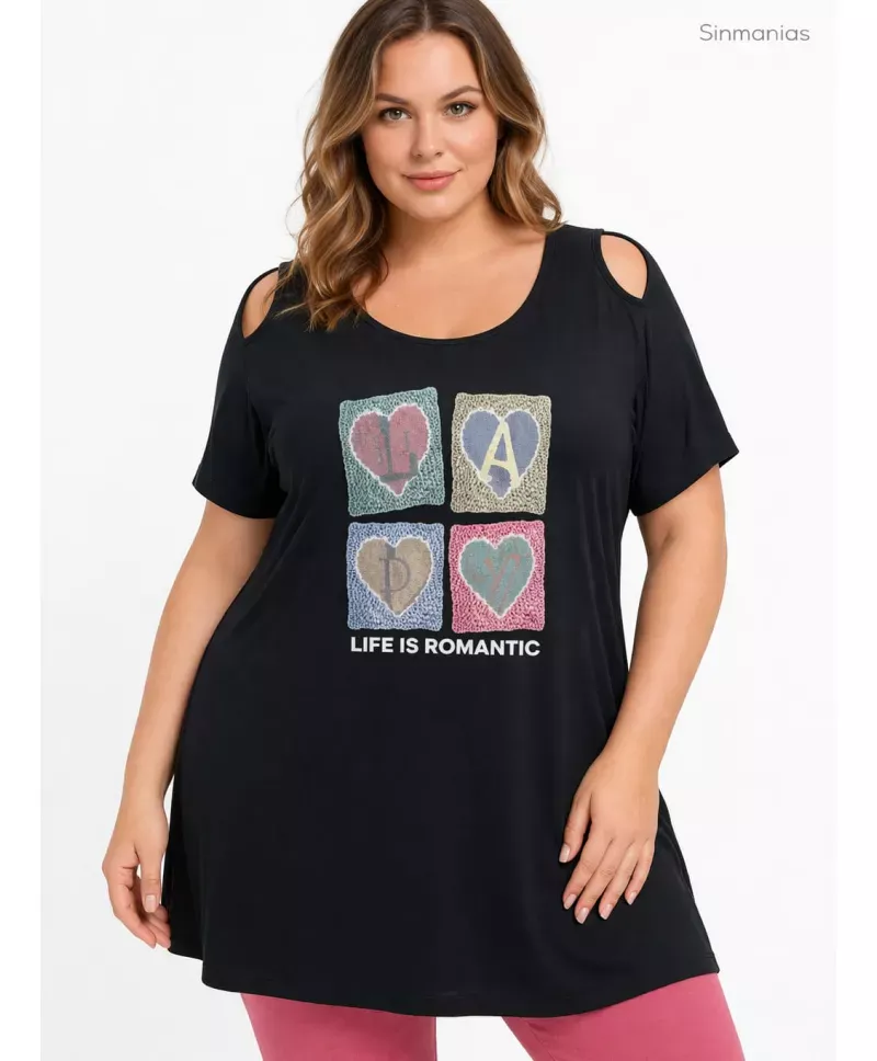 Camiseta agujero Romantic - Ropa tallas grandes mujer moderna