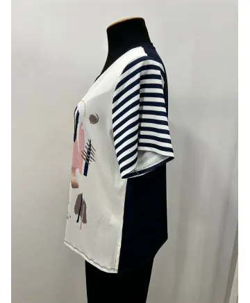 Camiseta rayas Maquillaje - Ropa tallas grandes mujer moderna