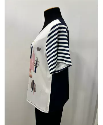 Camiseta rayas Maquillaje - Ropa tallas grandes mujer moderna