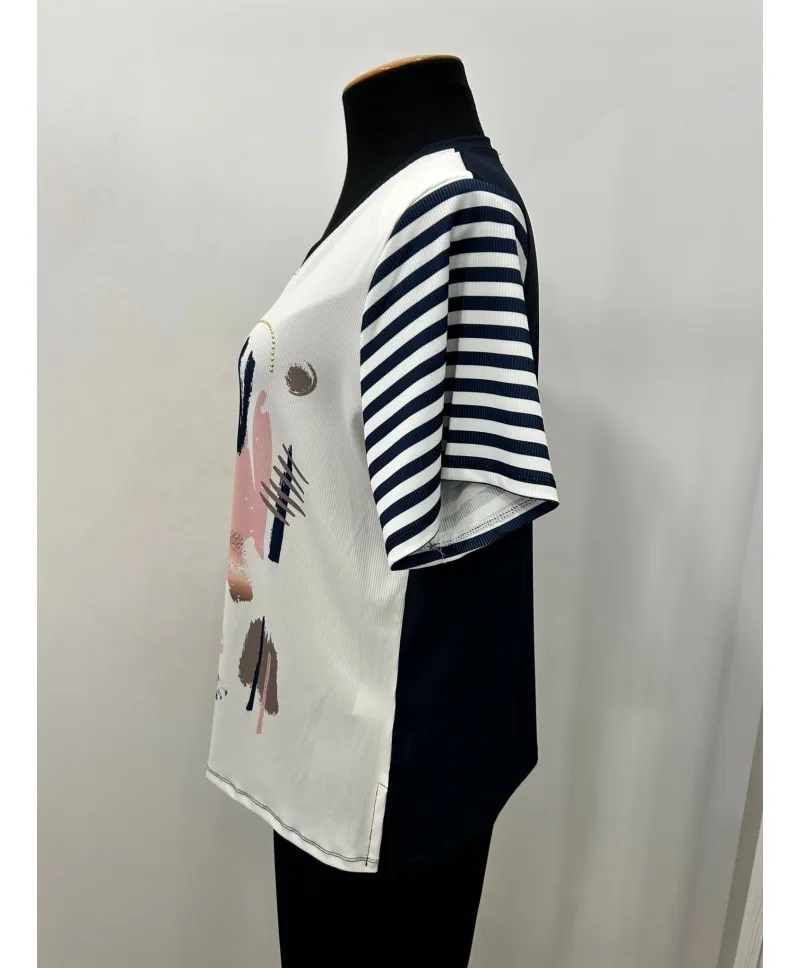 Camiseta rayas Maquillaje - Ropa tallas grandes mujer moderna