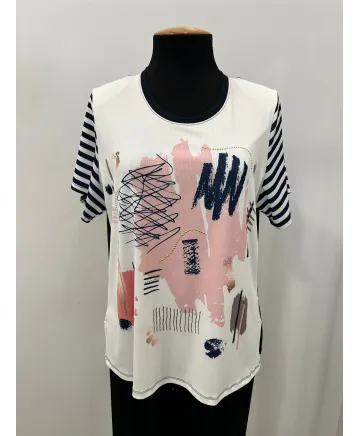 Camiseta rayas Maquillaje - Ropa tallas grandes mujer moderna