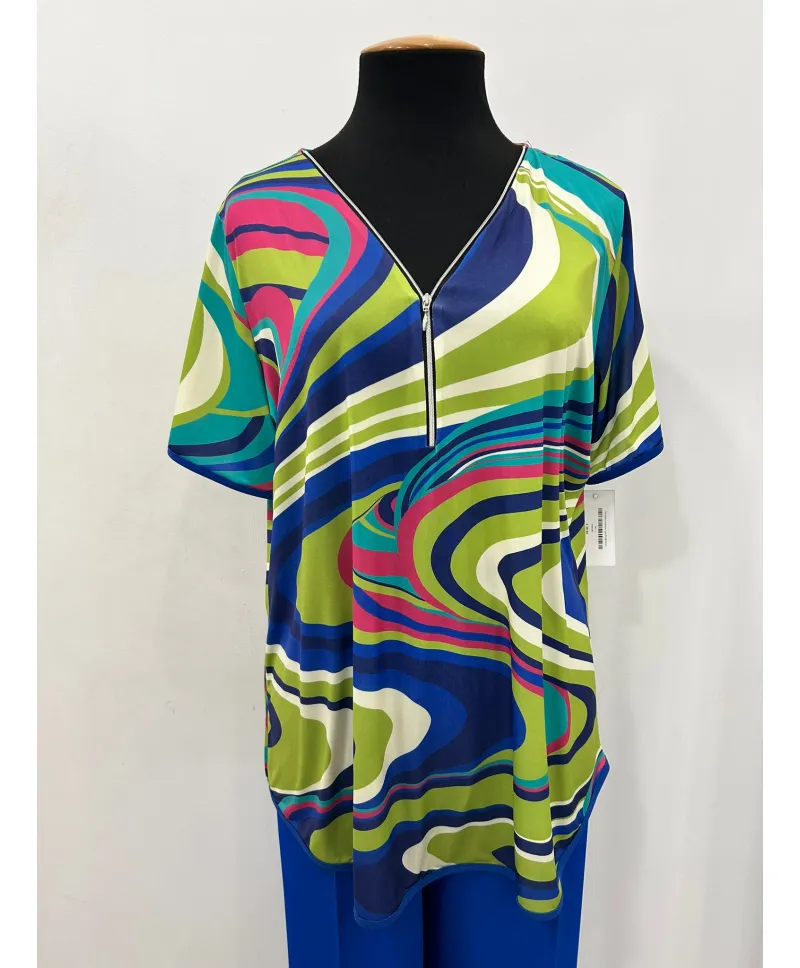 Camiseta cremallera Laos - Ropa tallas grandes mujer moderna