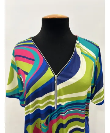 Camiseta cremallera Laos - Ropa tallas grandes mujer moderna