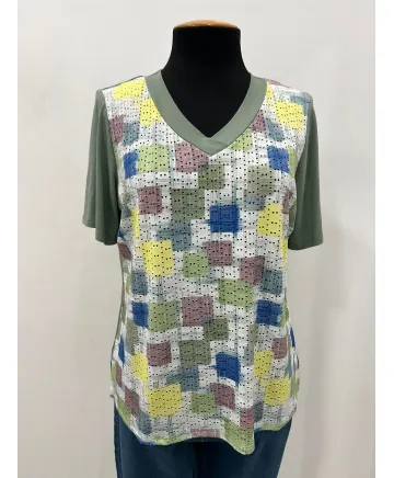 Camiseta verde Cuadros - Camisetas y Tops Tallas Grandes