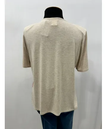 Camiseta beige Cuadros - Ropa tallas grandes mujer moderna