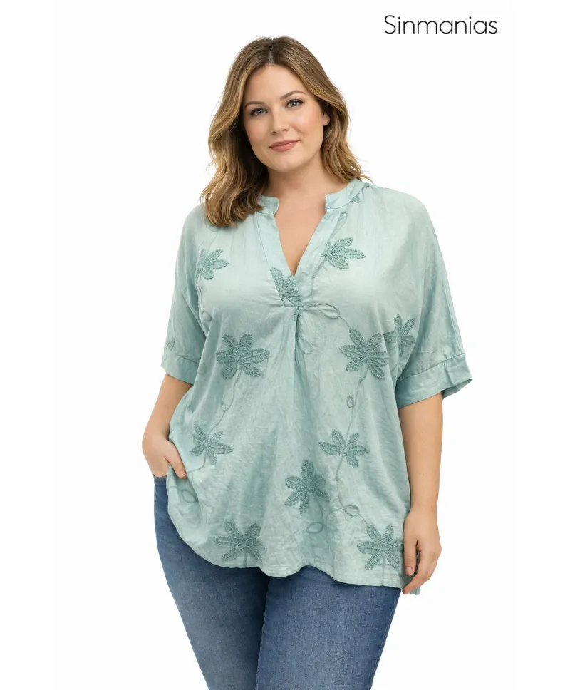 Camiseta bordado Inda - Camisetas y Tops Tallas Grandes