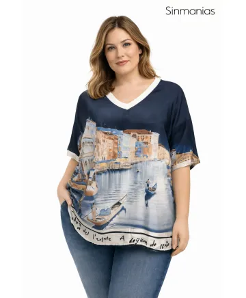 Camiseta saten Venecia - Camisetas y Tops Tallas Grandes