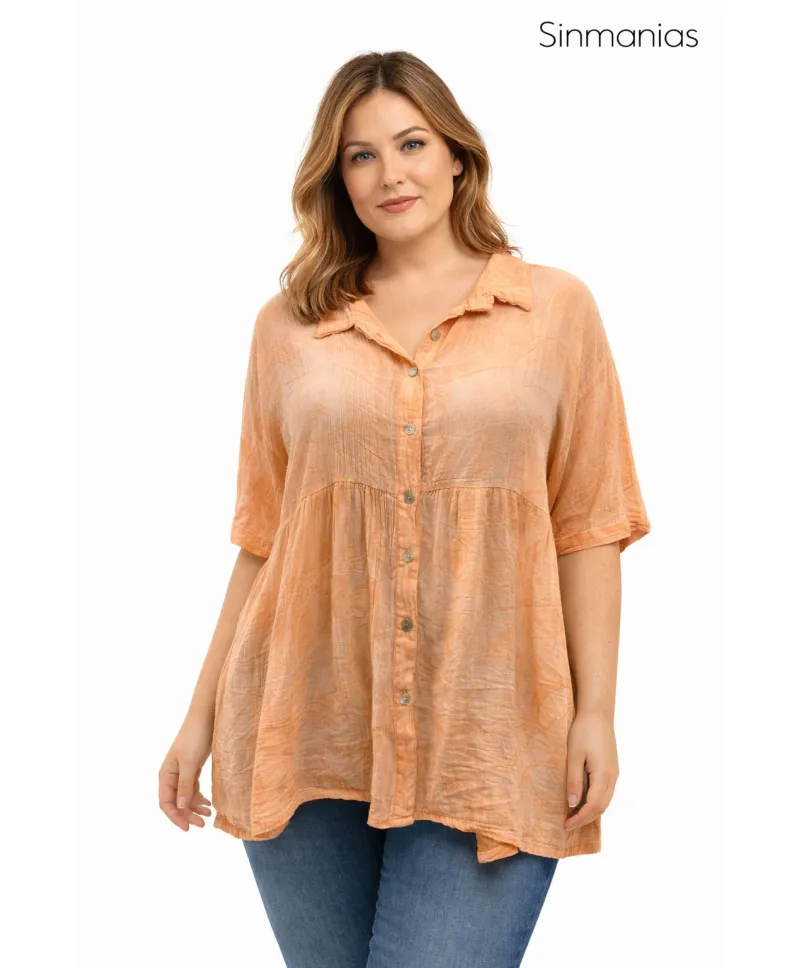 Camisa fruncida Hojas - Camisetas y Tops Tallas Grandes