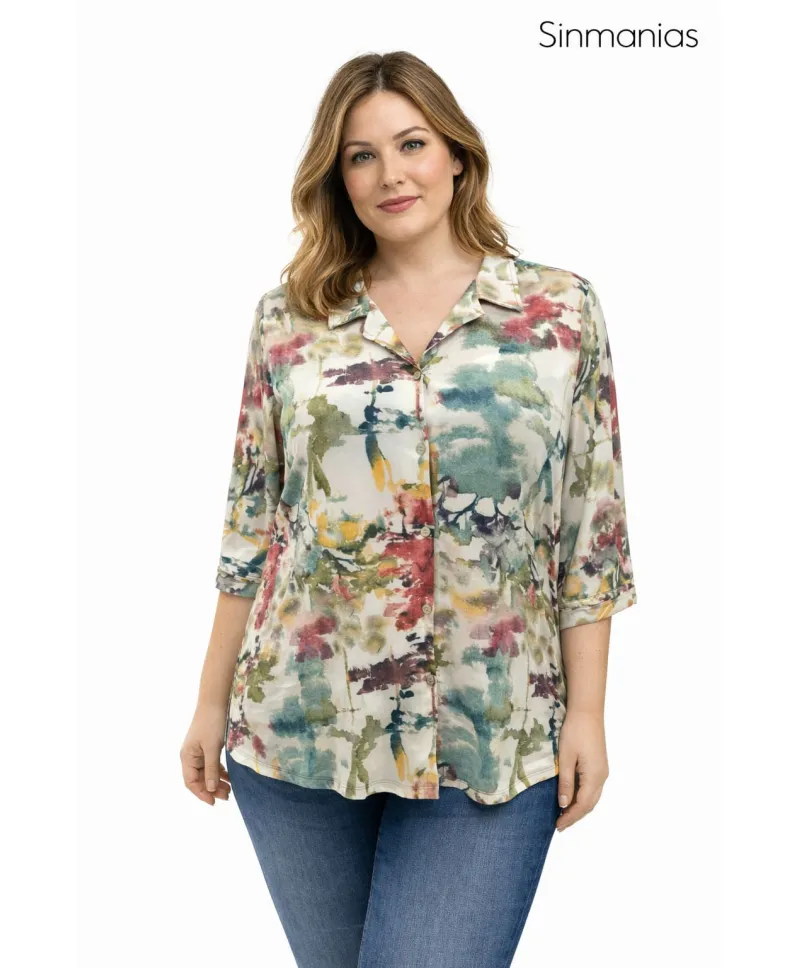 Blusa verde Reina - Blusas Tallas Grandes